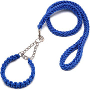 Braided Leash & Collar For Medium Dogs - Blue