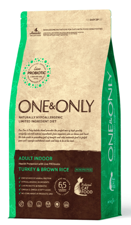 One & Only Dry Food For Adult cat Indoor with Turkey & Rice - 2 KG