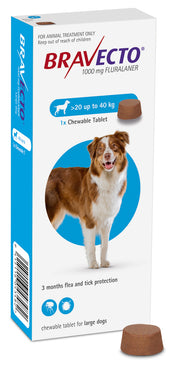 Bravecto Chewable Tablet 1000 Mg Fluralaner For Dogs 20-40 Kg (1Tab)
