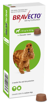 Bravecto Chewable Tablet 500 Mg Fluralaner For Dogs 10-20 Kg (1Tab)