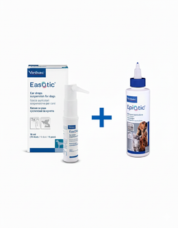 Easotic Ear Drops Suspension For Dogs 10 ml + Epiotic Ear Cleanser For Dogs & Cats 125 ml