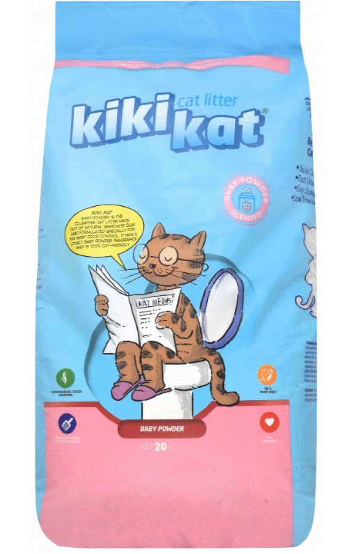 Kiki Kat White Cat Litter With Baby Powder - 20 L