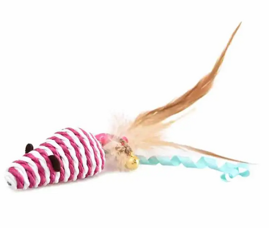 Naomi Pink and White Mouse Shaped Cat Toy