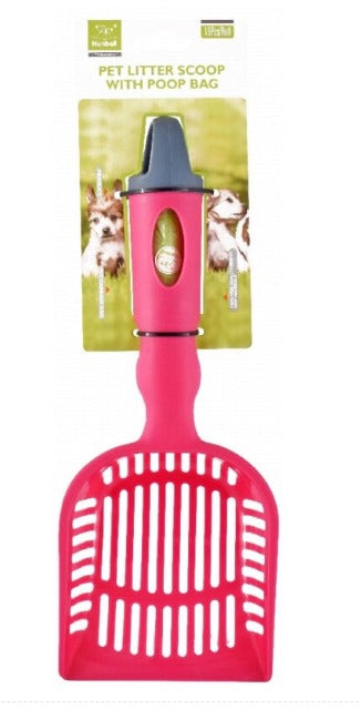 Nunbell Pet Litter Scoop with Poop Bags - Pink