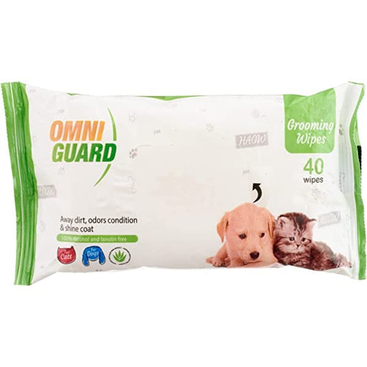 Omni Guard Grooming Wipes For Dogs & Cats - 40 Ps