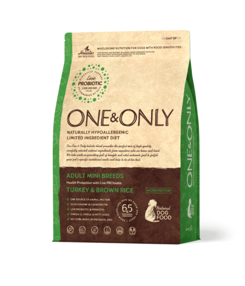 One & Only Dog Dry Food For Adult Mini Breeds With Turkey & Brown Rice - 1 Kg