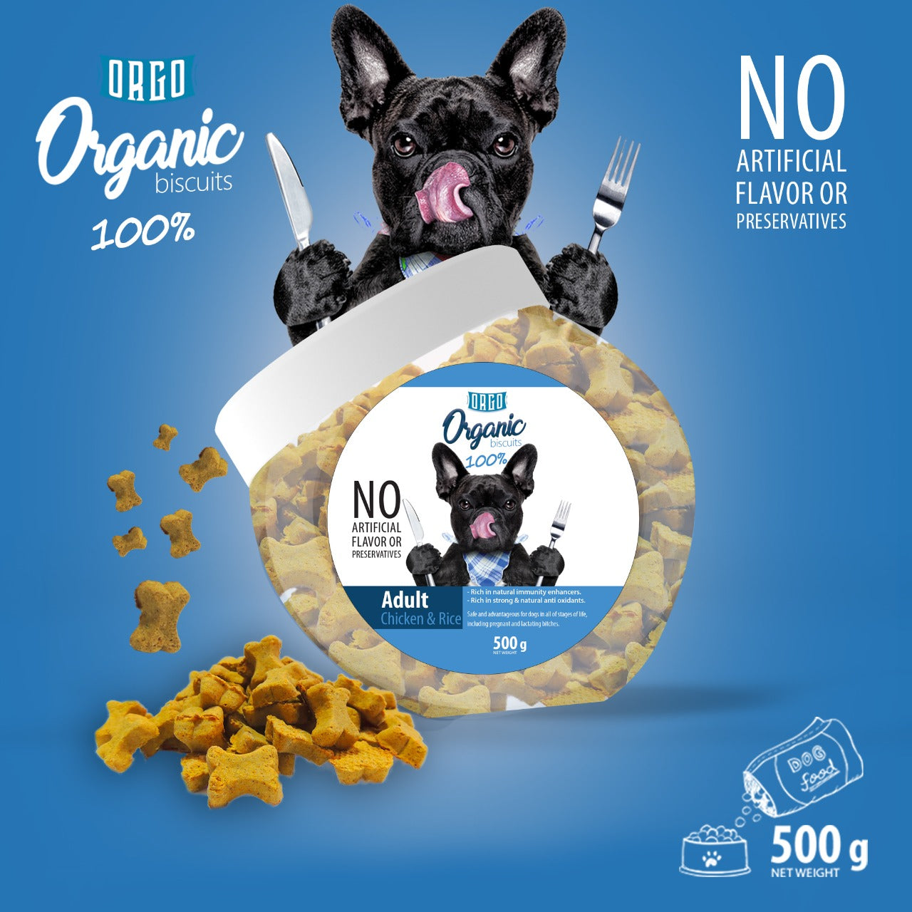 Orgo Organic Biscuits For Adult Dogs - 500 G