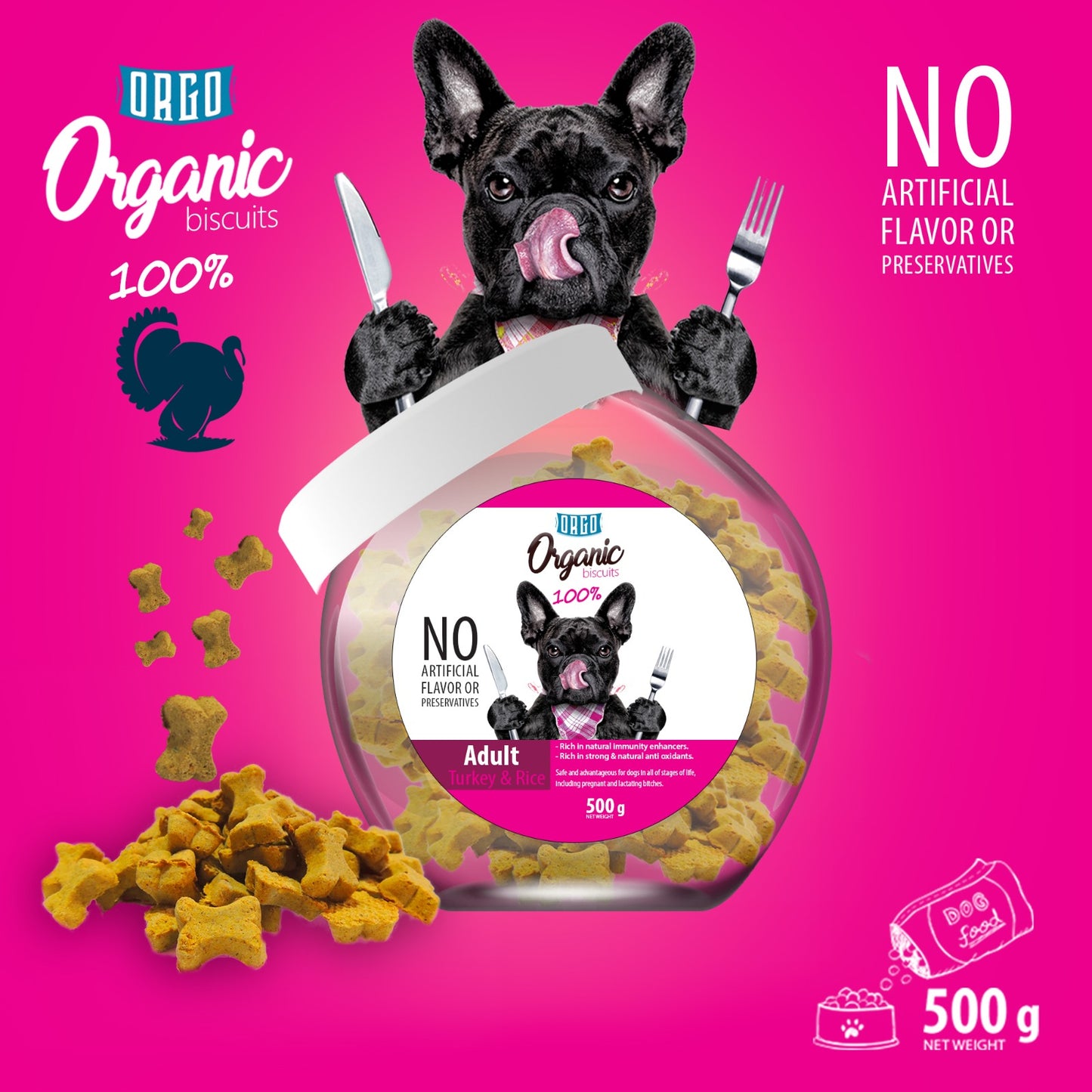 Orgo Organic Biscuits For Adult Dogs - 500 G