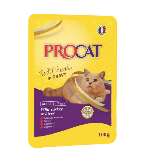 ProCat Soft Chunks In Jelly Pouch For Adult Cats - 100 G