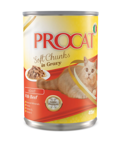 ProCat Wet Food Soft Chunks In Gravy With Beef - 415 G