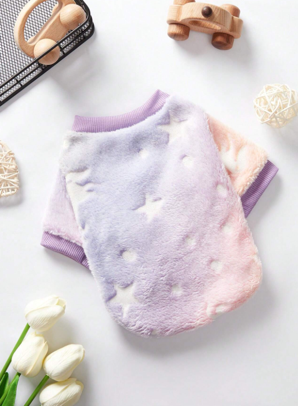 Purple Starry Gradient Color Print Pet Hoodie