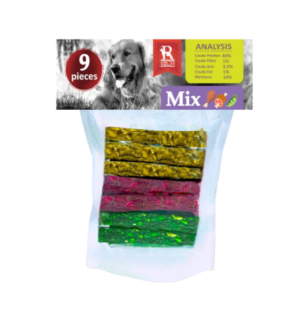 Rich Dog Treats Mix with Chicken ,Beef & Green Beans - 9 Sticks