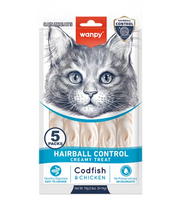 Wanpy Creamy Treats For All Cats Hairball Control With Codfish & Chicken - 14 G