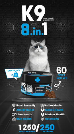 K9 Supplement For Cats 8 in 1 - 60 Pcs